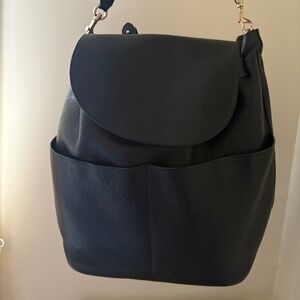 Cuyana Black Pebbled Leather Backpack (original style)